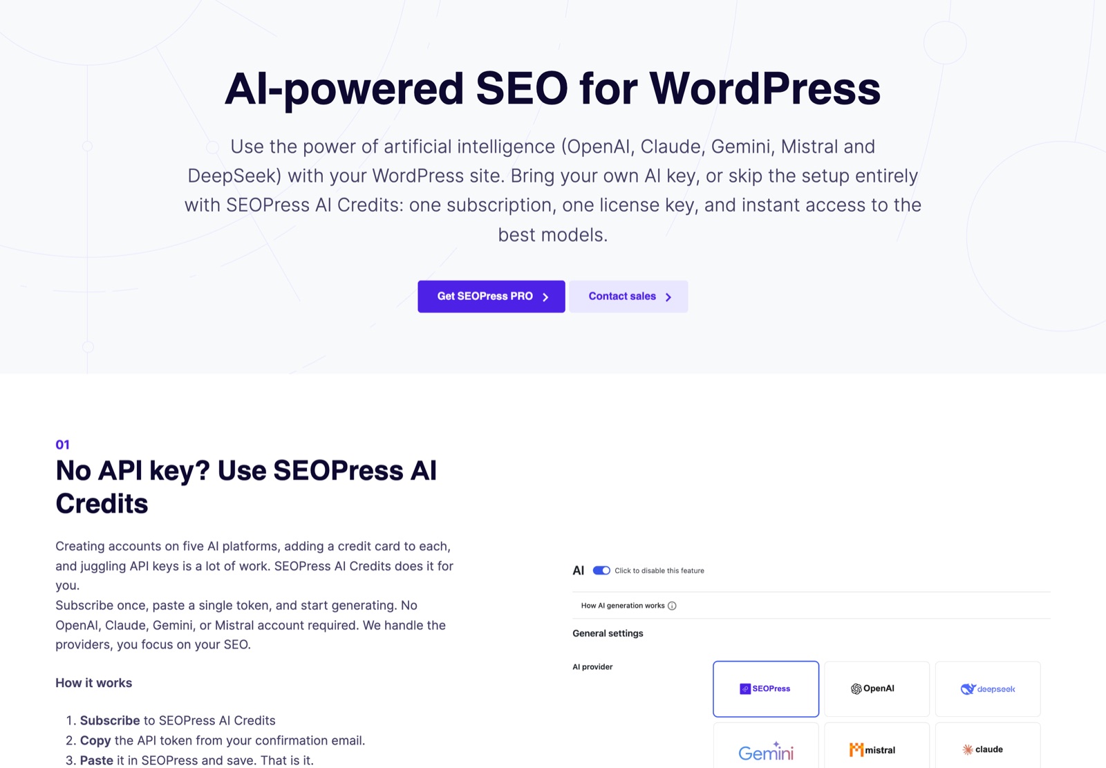 SEOPress AI features, seopress.org/features/openai, captured 16 August 2026